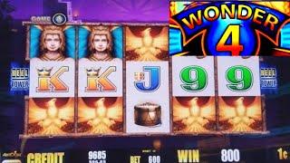 Wonder 4 Fire Light Slot Machine BONUSES WON NICE GAME ! Live Aristocrat Slot Play