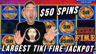 My BIGGEST JACKPOT EVER on TIKI FIRE  $50 Spins on ALL SLOTS!