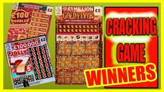SUPER GAME..WINS EVERYWHERE..GOLDFEVER..£250,000 GREEN..JOLLY 7..£120,000 RICHER..£100 DOUBLER..