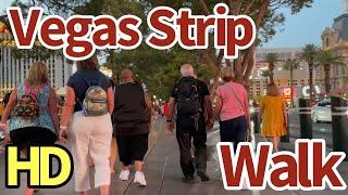 Walking Las Vegas Strip from Bellagio to Caesars Palace and passing some interesting characters