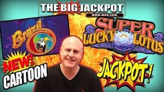 DOUBLE JACKPOT HIT$ BRAZIL BONUS + SUPER LUCKY LOTUS LINE HIT | The Big Jackpot