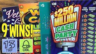 9 WINS! $110/TICKETS $30 Cash Party + Holiday Bucks + Veterans Cash  TEXAS LOTTERY Scratch Offs
