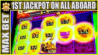 MY 1ST  MAX BET JACKPOT on All Aboard Piggy Pennies High Limit Slot Machine