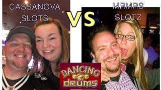 MRMRS SLOTZ VS CASSANOVA SLOTS | DANCING DRUMS COMPETITION! WHO WINS???