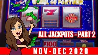 ALL JACKPOTS - PART 2!  $100 WHEEL OF FORTUNE PLUS MORE! DECEMBER 2020 JACKPOT COMPILATION