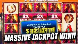 HUGE BETS & BIG JACKPOTS ON BUFFALO SLOT MACHINE   MUSTANG SLOT MACHINE BONUS