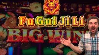 BIG WINS!!! LIVE PLAY on Fu Gui Ji Li Slot Machine with Bonuses