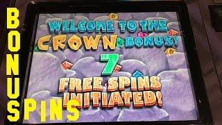 CAVE KING Live play 2 cent denom $6.00 bet BONUS and FREE SPINS Slot Machine