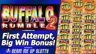 Buffalo Rumble 2 Slot - First Attempt, Live Play and Big Win in Free Spins Bonus