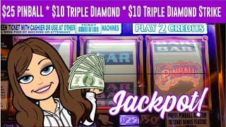 $50 Bets, Pinball Slot Machine, JACKPOT! Triple Diamond  Triple Diamond Strike  Slot Machines