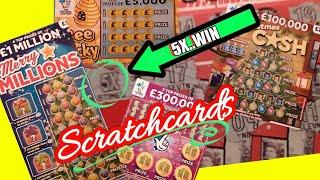 10X Cash..£300,000 Purple..BEE LUCKY..Merry Millions.️.Christmas Cash Scratchcards