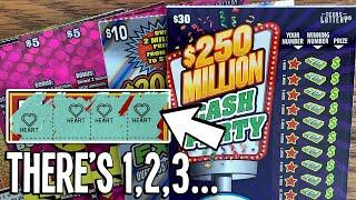 $100/TICKETS! 1,2,3.. HEARTS + LAST TICKET $30 $250 Million Cash Party  Texas Lottery Scratch Offs