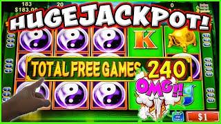 OMG We Did It Again 240 Spins! HUGE JACKPOT on High Limit China Shores Slot Machine