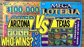 WHO WINS? TEXAS Mega Loteria vs ARIZONA $100,000 Loteria  Fixin To Scratch