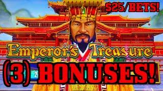 HIGH LIMIT Dollar Storm Emperor's Treasure & Ninja Moon ️(3) $25 BONUS ROUNDS Slot Machine Casino