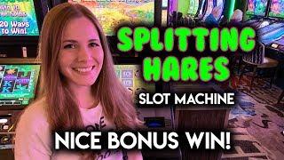 NICE BONUS WIN! Splitting Hares Slot Machine!!
