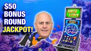 Big 6X Bonus Round Jackpot Win on Deep Sea Magic  Max Bet $50 Drop & Lock Spins