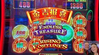 BIG LINE HIT! Rising Fortunes & Endless Treasure BONUSES and Progressive WINS!!