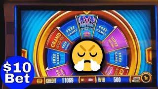 $10 Bet Miss Kitty Slot Machine Bonus Won !! Wonder 4 Aristocrat Slot Machine