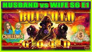SUCH A EASY WIN! Buffalo Gold Slot Machine | HUSBAND vs WIFE CHALLENGE ( S6 Ep1 )