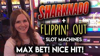 MAX BET Sharknado! Flipping Out! Slot Machines! Random Features! Nice Hit!!!