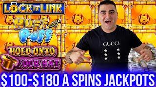 $100-$180 A Spins HUGE JACKPOTS On High Limit Slots - FULL SCREEN HUFF N PUFF Slot Jackpot