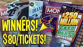 WINS!!  $30 $250 Million Cash Party  Diamond Dollars  007!  TX Lottery Scratch Offs