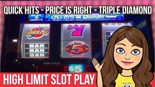 Quick Hits 5x10x Pay, Triple Diamond & Price is Right! Vegas Slot Machine Live Play!