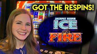 First Try! Jackpot Respin Ice On Fire Slot Machine! Got The Respins!!