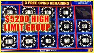$5200 HIGH LIMIT Group Pull @Cosmopolitan Las Vegas  Slot Machine Pokies w Brian Christopher