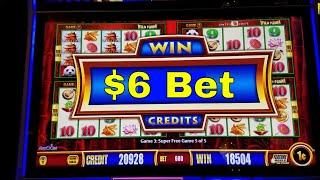 Wild Panda Slot Machine Bonus Big Win !!! SUPER FREE GAME $6 Bet Aristocrat Wonder 4