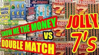 WHAT FANTASTIC GAME.."SNOW ME THE MONEY" & "DOUBLE MATCH"  VERSES  "JOLLY 7s".And Extra BONUS CARDS