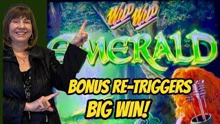 WILD WILD EMERALD BONUS RE-TRIGGERS! BIG WIN!