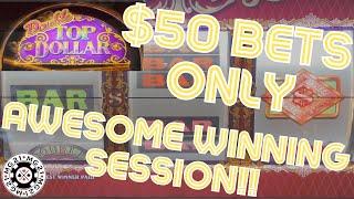 HIGH LIMIT Double Top Dollar (2) HANDPAY JACKPOTS 3 Reel Slot Machine $50 Bonus Rounds AWESOME WIN