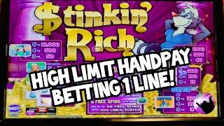 HANDPAY JACKPOT on Stinkin' Rich Betting Only ONE Line!