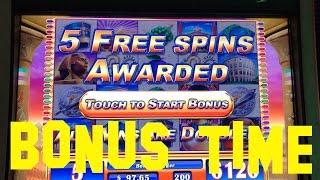 ROME & EGYPT live play at 2 cent denom $4.00 bet BONUS FREE SPINS Slot Machine