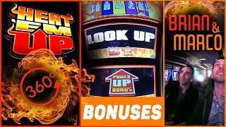 Brian & Marco HEAT IT UP in 360  Live Play in Vegas  Slot Machine Pokies