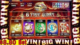 5 Treasures Slot Machine $8.80 Max Bet Bonuses BIG WIN | Timber Wolf Fast Cash PROGRESSIVE WIN
