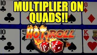 BIG WIN! Got QUADS With The Multiplier! Hot Roll Poker!!