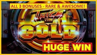 HUGE WIN from ALL 3 BONUSES: RARE! Twice the Gold Slots - AWESOME!