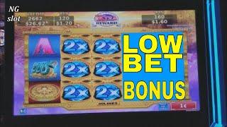 The Dawn of the Andes Slot Low Bet Bonus Won !  KONAMI Slot Machine