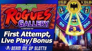 Batman Rogue's Gallery Slot - First Attempt, Live Play, Random Features and Free Spins Bonuses