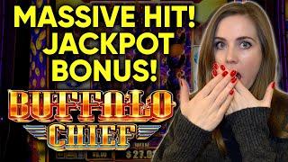 MASSIVE HIT! JACKPOT BONUS!! Buffalo Chief Slot Machine!