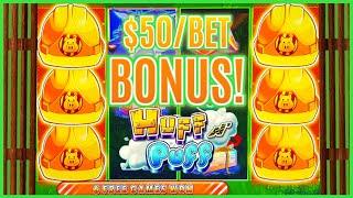 Lock It Link Huff N' Puff  HIGH LIMIT $50 Bonus Round Slot Machine Casino