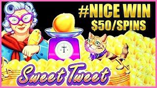 HIGH LIMIT Drop & Lock Sweet Tweet NICE WIN $50 MAX BET Bonus Round Slot Machine Casino