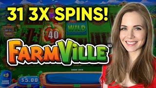 FILLED THE SCREEN TWICE! 31 Free Games! Farmville Slot Machine BONUSES!
