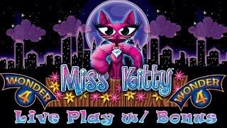 Wonder 4 Jackpot - Miss Kitty - live play w/ bonus - Slot Machine Bonus