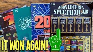 IT WON AGAIN!  BIG $50 500X Loteria + $20 200X  $110 TEXAS LOTTERY Scratch Offs