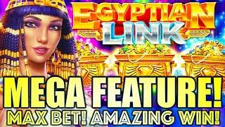 MEGA FEATURE! OMG IT HAPPENED! $7.50 MAX BET! EGYPTIAN LINK (NEFTURI'S TREASURES) Slot Machine (IGT)