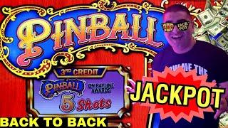 2 HANDPAY JACKPOTS On High Limit PINBALL & Double Gold 3 Reel Slot Machines | Back To Back Bonus